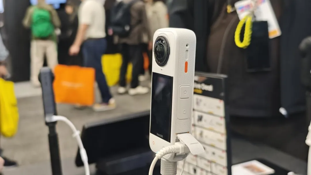 Insta360 X5 Satin White Limited Edition on display at CES 2026.